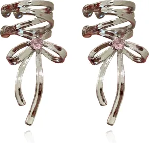 Elegant Ribbon Bow Ear Clip Cuff Earrings Cartilage Bowknot Earrings Jewelry for Women