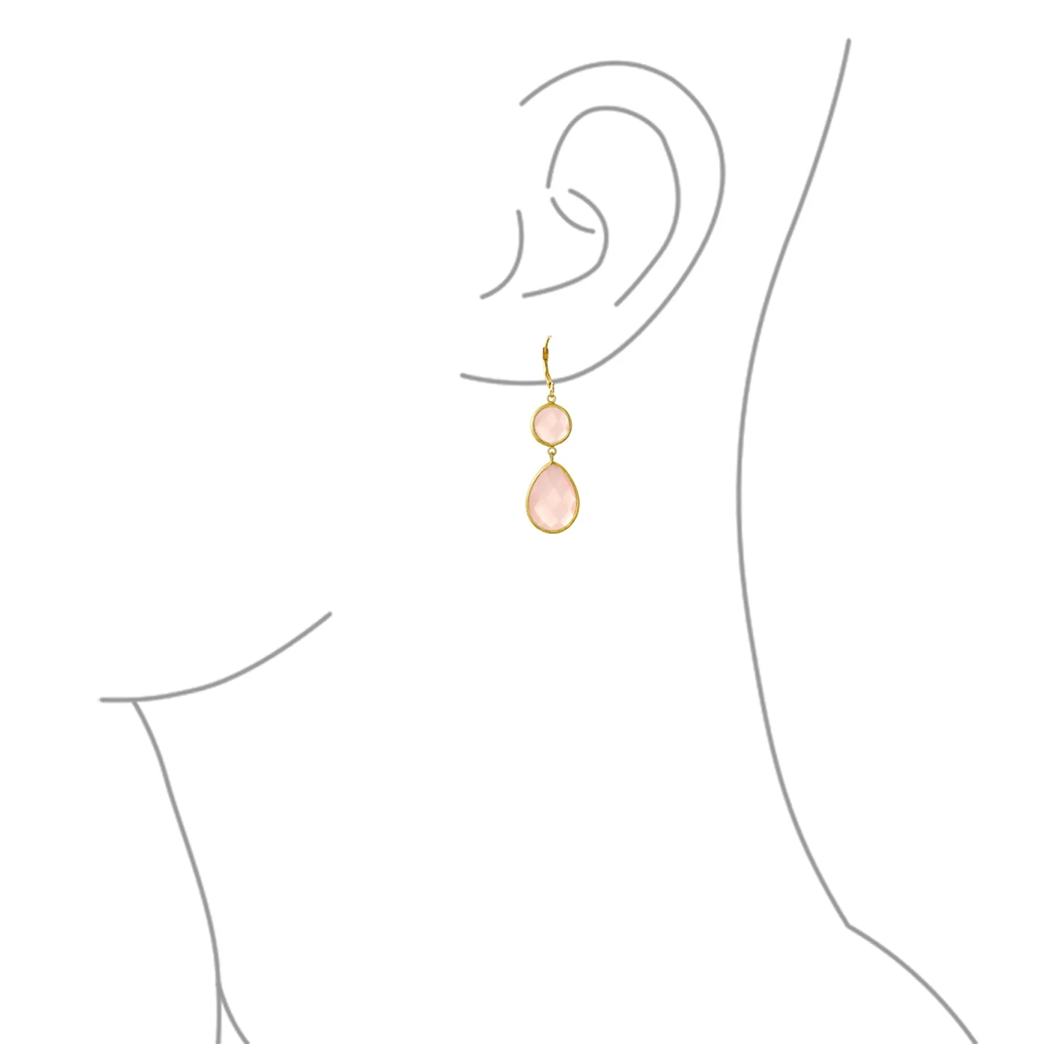 Elegant Sea Glass Pink Green Chalcedony Earrings Necklace Gold Plated Silver