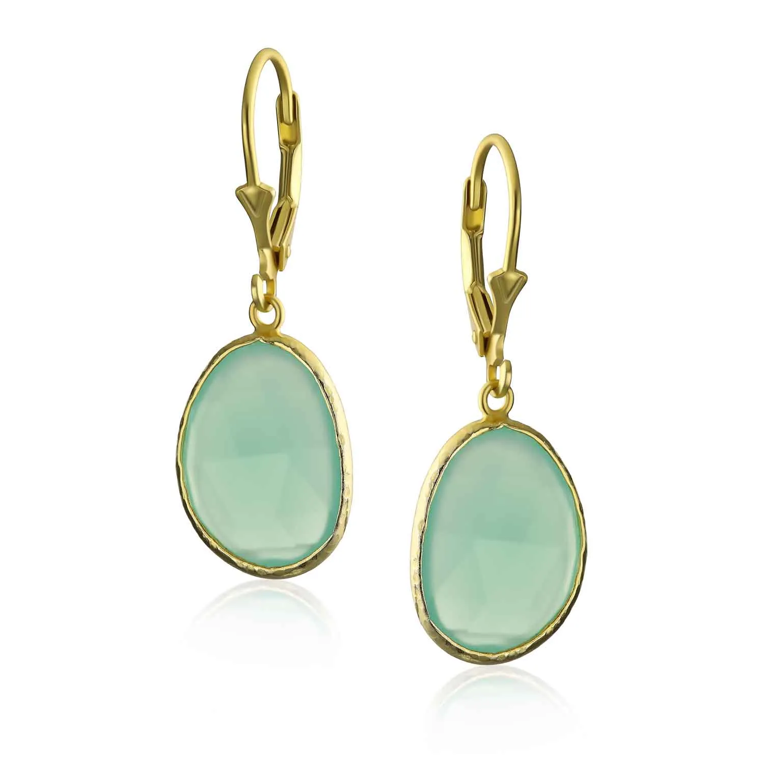 Elegant Sea Glass Pink Green Chalcedony Earrings Necklace Gold Plated Silver