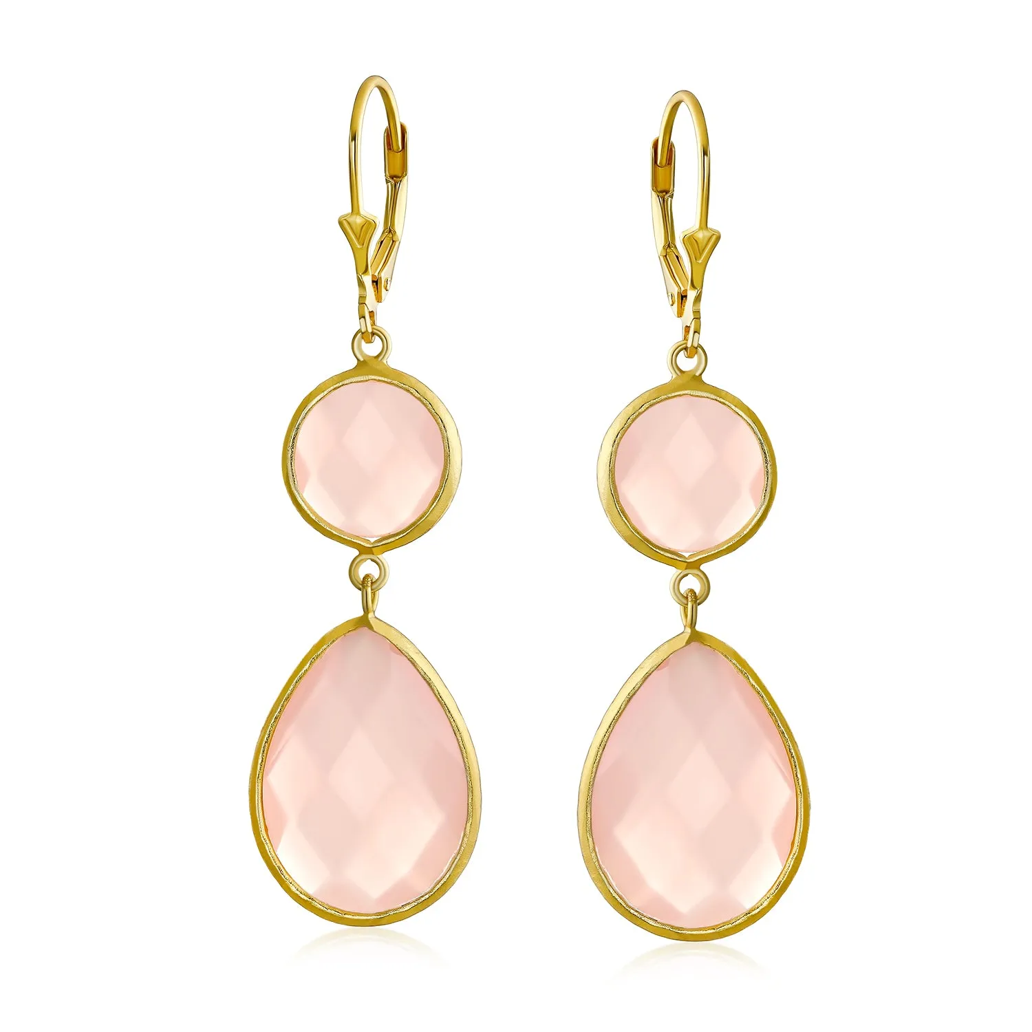 Elegant Sea Glass Pink Green Chalcedony Earrings Necklace Gold Plated Silver