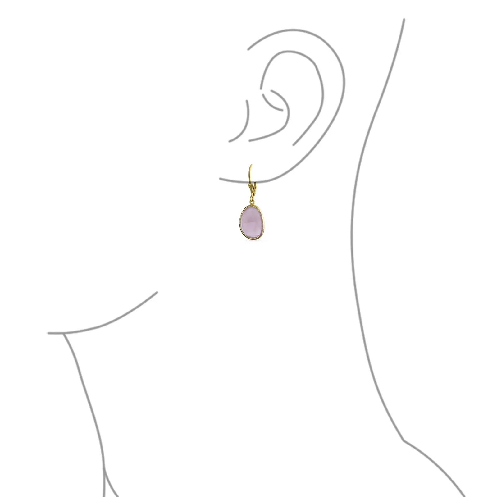 Elegant Sea Glass Pink Green Chalcedony Earrings Necklace Gold Plated Silver