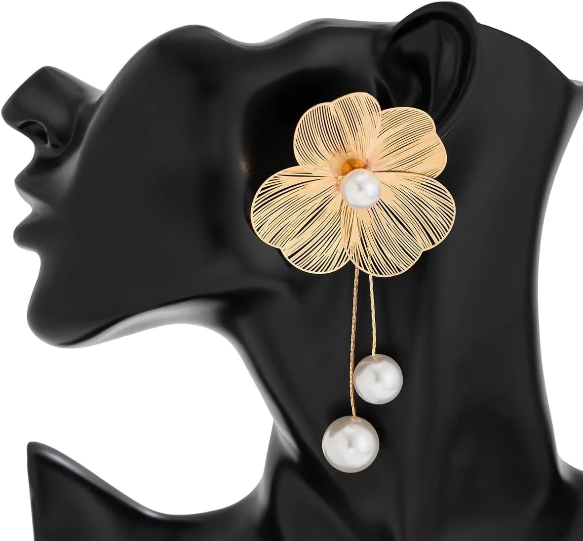 Elegant Statement Flower Bunch Dangle Earrings for Women Imitation Pearl Floral Jewelry Accessessories Romantic Cool Gifts for Her Women