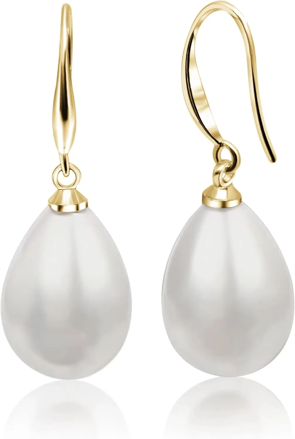 Elegant Teardrop Pearl Earrings for Women - Silver or Gold Plated, Synthetic Pearl - Perfect Bridal Earrings