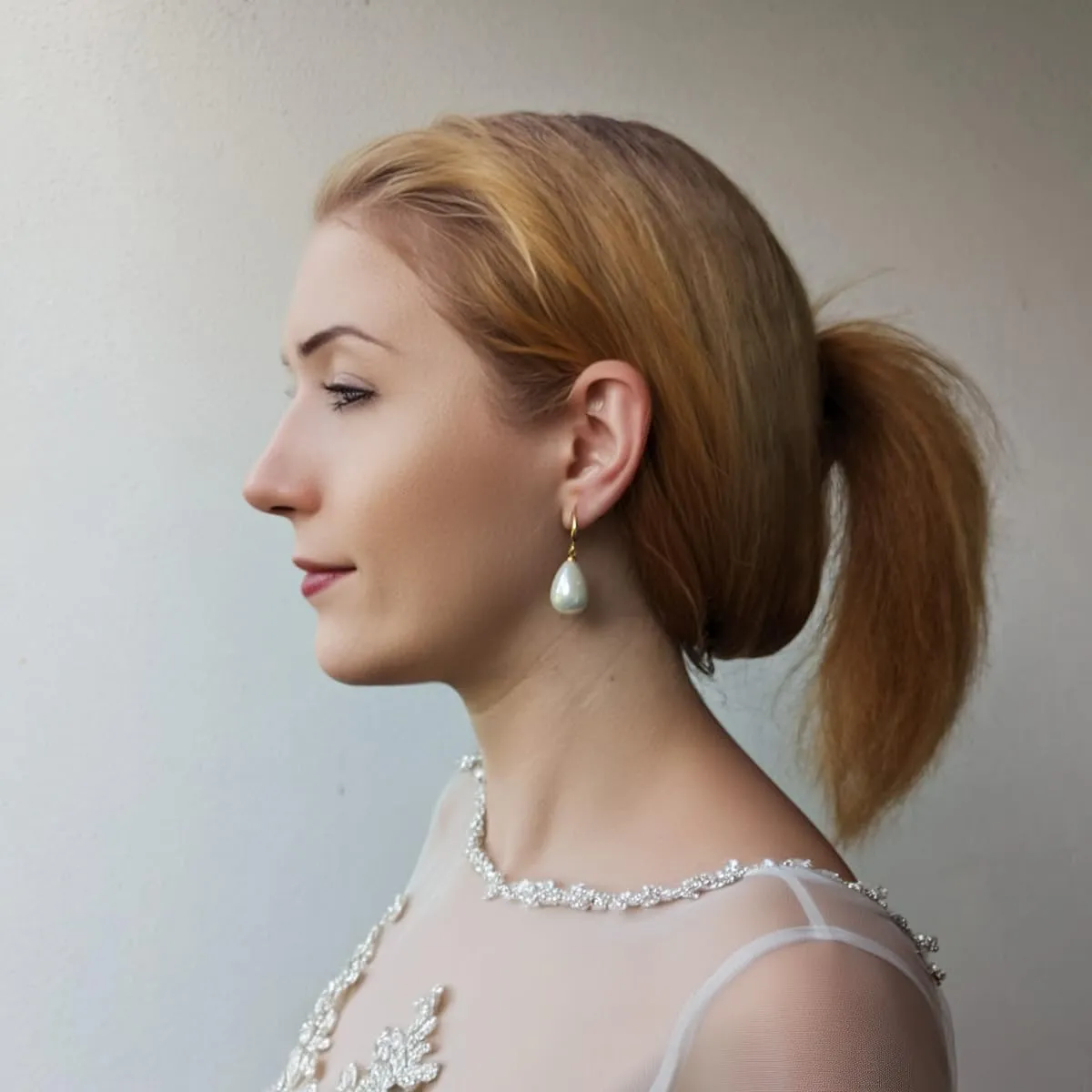 Elegant Teardrop Pearl Earrings for Women - Silver or Gold Plated, Synthetic Pearl - Perfect Bridal Earrings