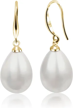 Elegant Teardrop Pearl Earrings for Women - Silver or Gold Plated, Synthetic Pearl - Perfect Bridal Earrings