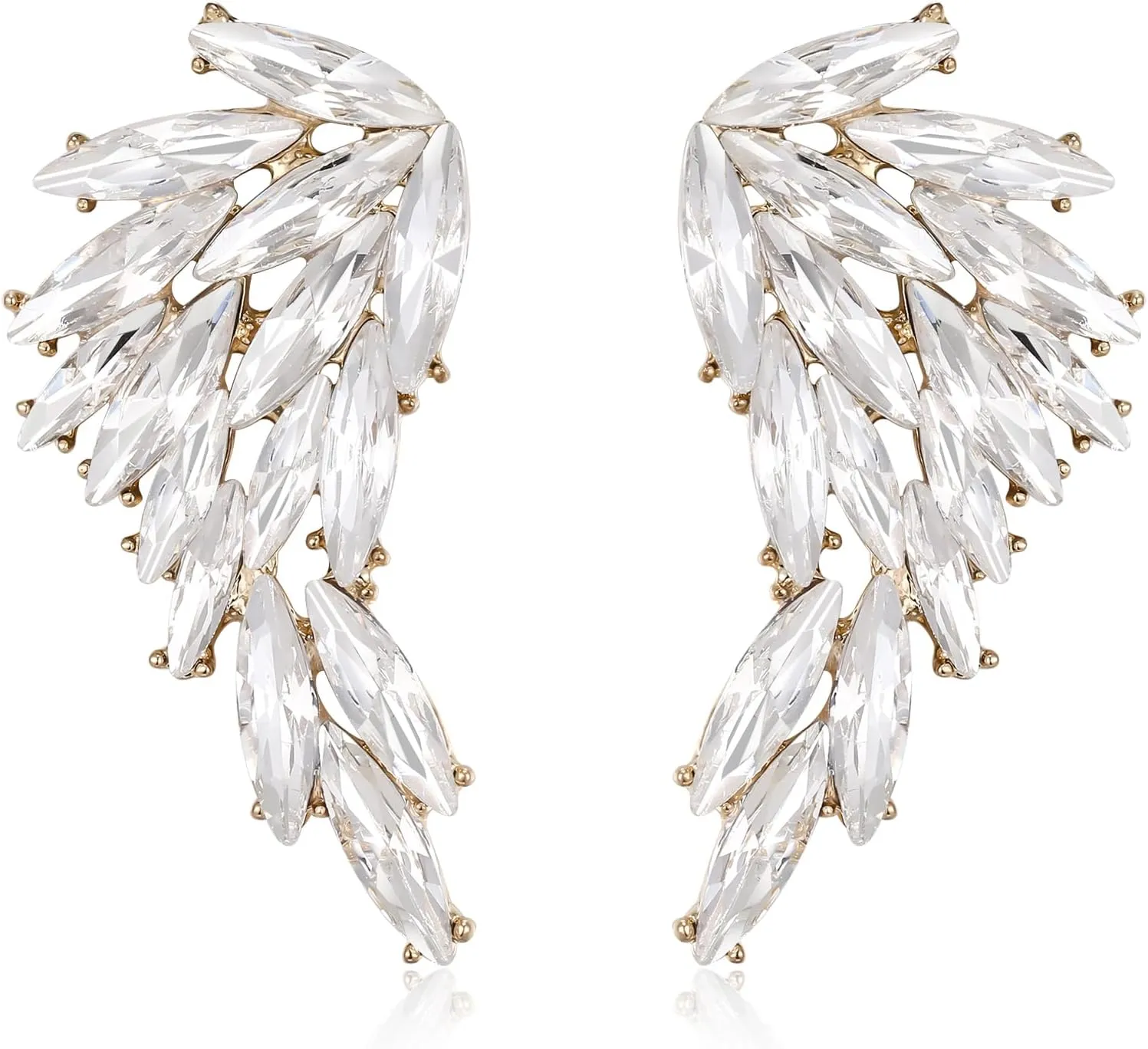 EleQueen Elegant Angel Wing Earrings for Women, Marquise Crystal Stud Dangle Earring Jewelry Gifts