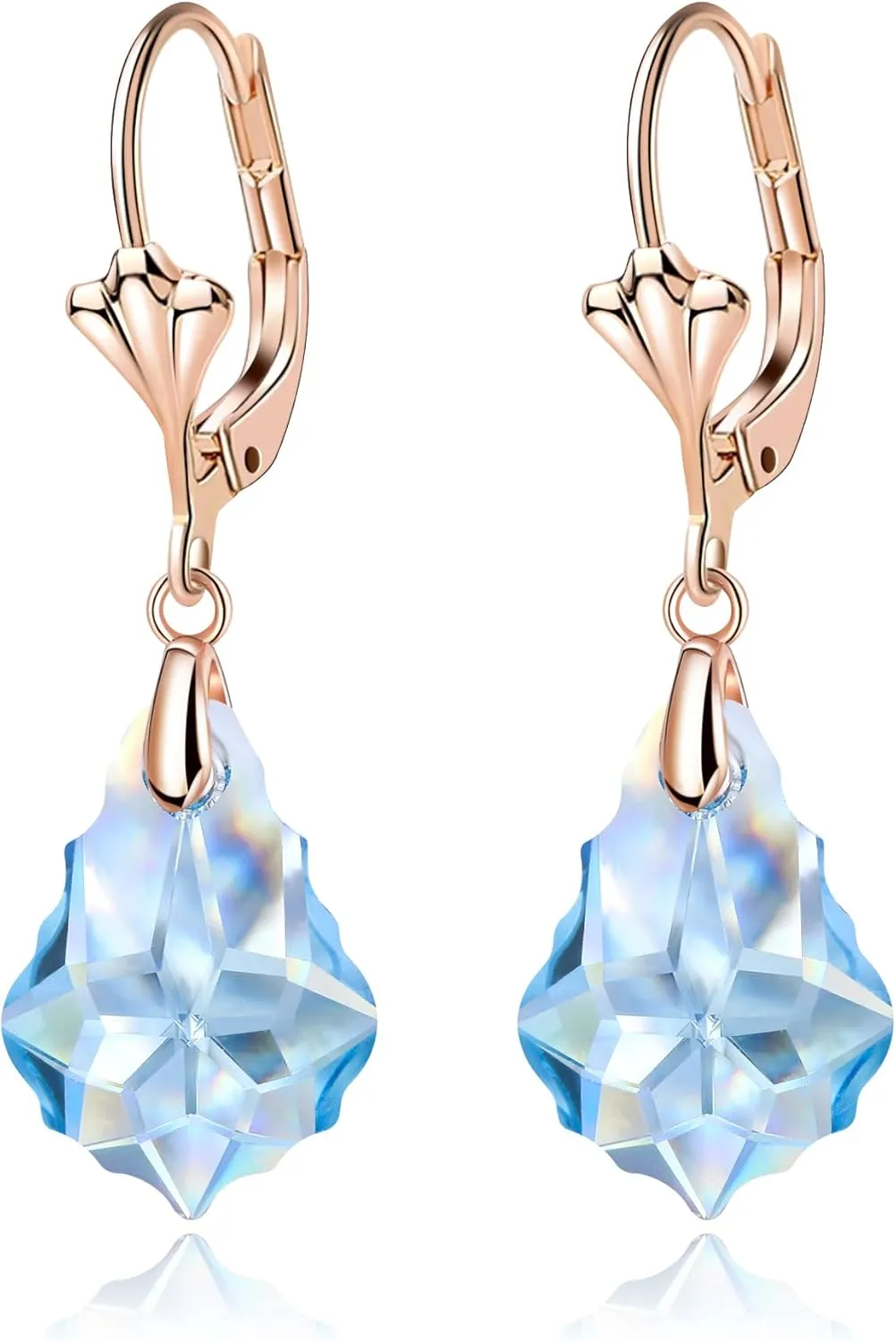 EleQueen Elegant Baroque Austrian Crystal Leverback Dangle Earrings for Women, Fashion Hypoallergenic Jewelry