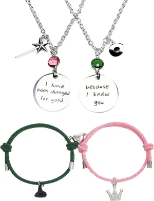 Elphaba Galinda Friendship Matching Bracelets - Rhinestone Crown Witch Hat Matching Bracelets - BFF Couples Accessories Christmas Valentine's Day Gifts for Fans Party Dress Decor