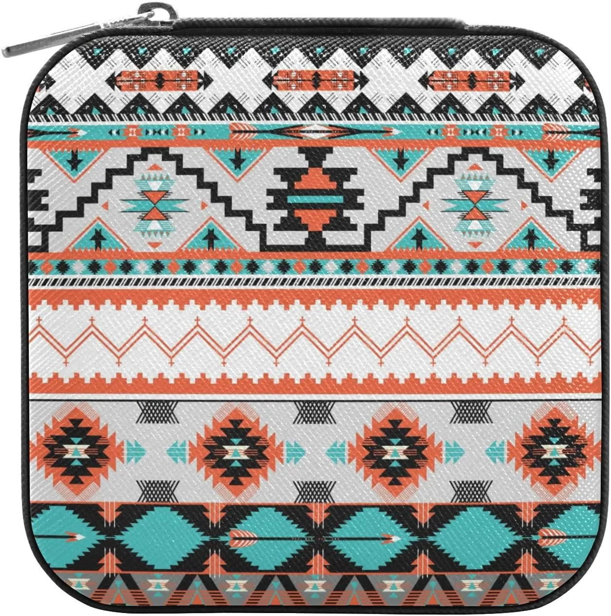 Emelivor Aztec Pattern Travel Jewelry Case PU Leather Portable Jewelry Box Travel Jewelry Organizer Small Jewelry Box for Ring Earring Bracelet Gifts Necklace Display Box Holder for Women Girls