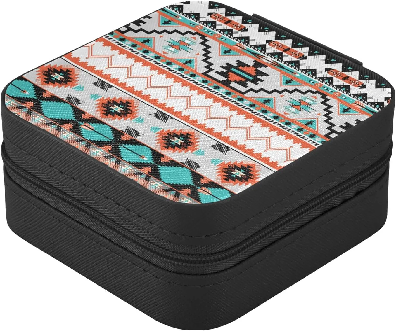 Emelivor Aztec Pattern Travel Jewelry Case PU Leather Portable Jewelry Box Travel Jewelry Organizer Small Jewelry Box for Ring Earring Bracelet Gifts Necklace Display Box Holder for Women Girls