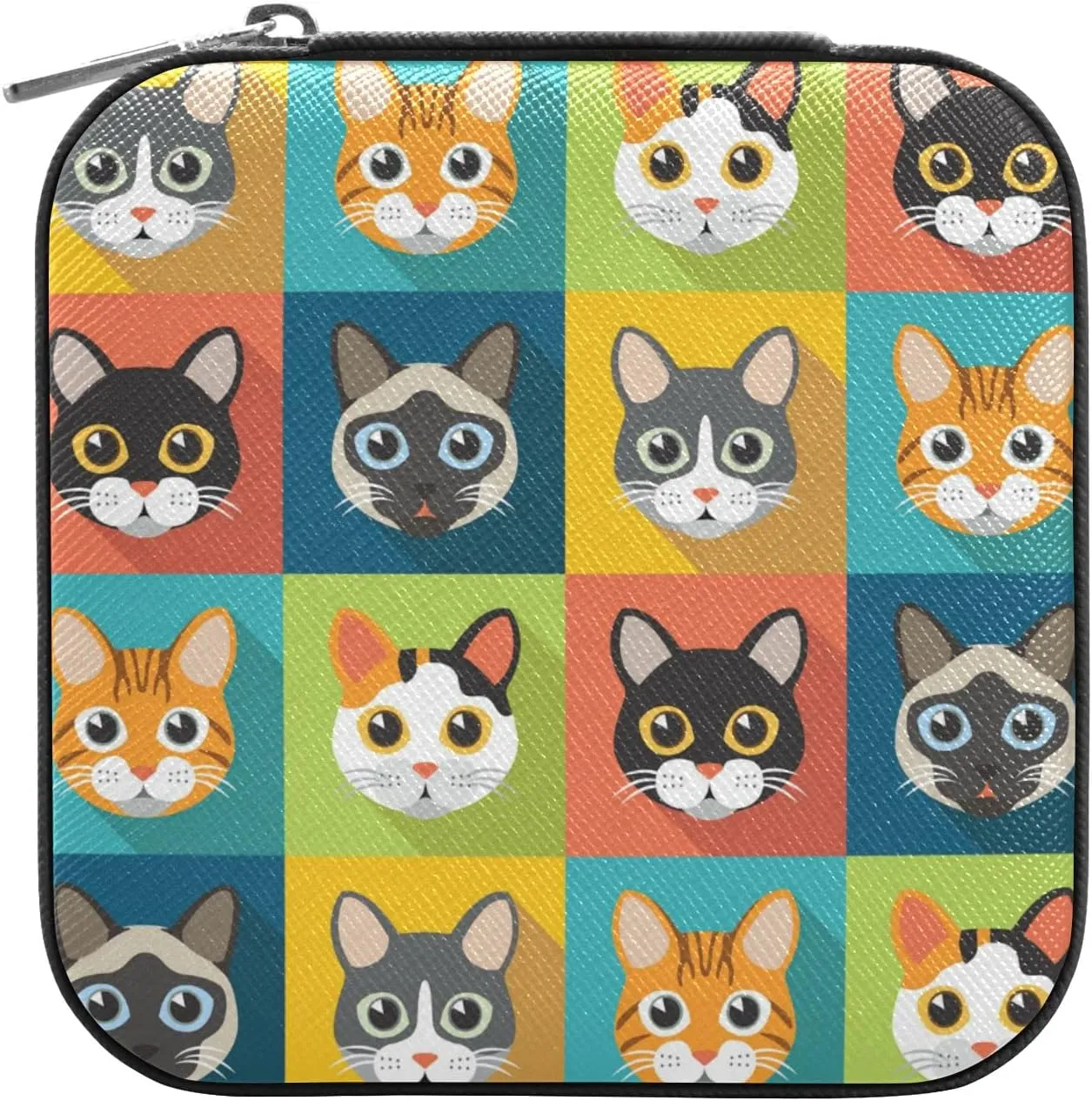 Emelivor Cute Cats Cartoon Travel Jewelry Case PU Leather Portable Jewelry Box Jewelry Travel Organizer Small Jewelry Box for Earring Ring Bracelet Necklace Gifts Display Box Holder for Women Girls