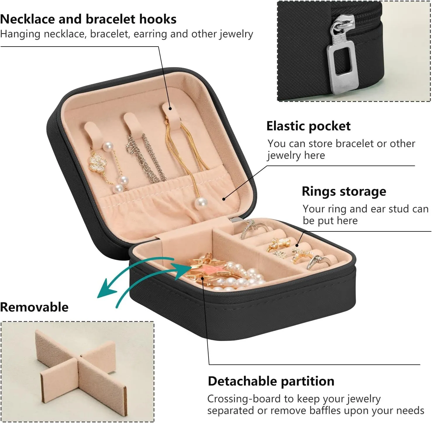 Emelivor Cute Cats Cartoon Travel Jewelry Case PU Leather Portable Jewelry Box Jewelry Travel Organizer Small Jewelry Box for Earring Ring Bracelet Necklace Gifts Display Box Holder for Women Girls