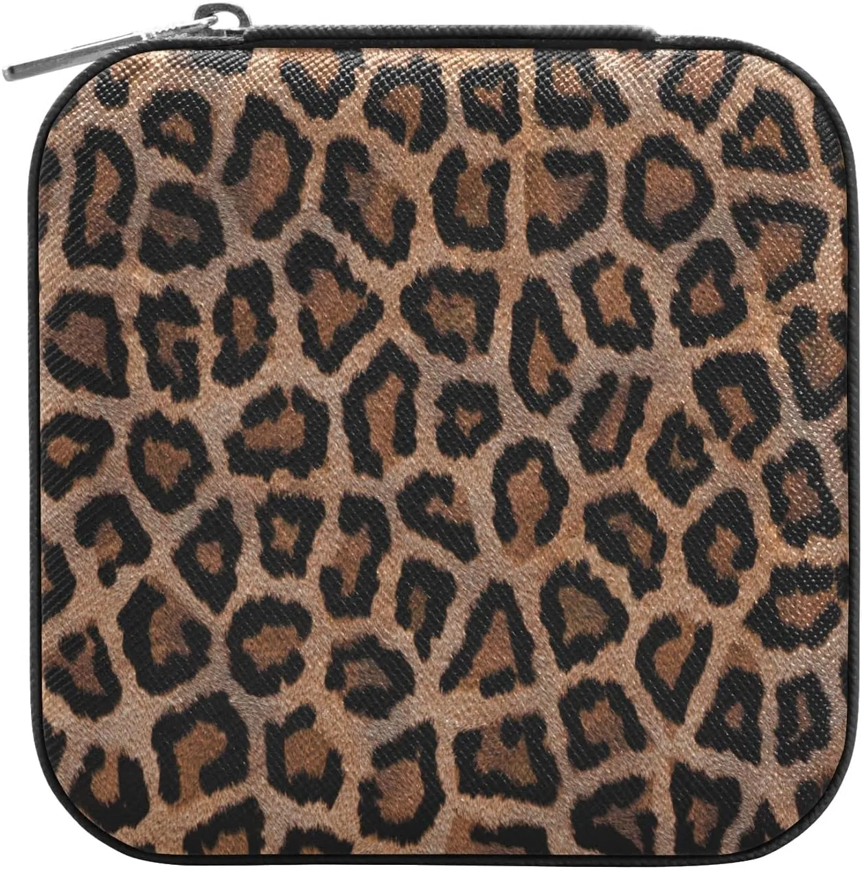 Emelivor Leopards Travel Jewelry Case PU Leather Portable Jewelry Box Travel Jewelry Organizer Small Jewelry Box for Ring Necklace Bracelet Earring Gifts Display Box Holder for Women Girls