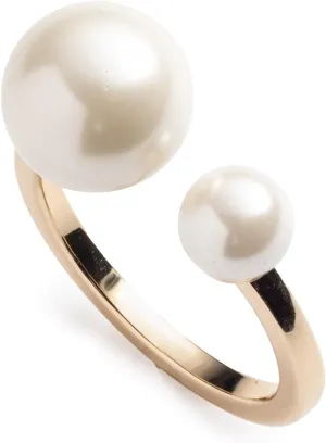 Emily in ParisGold-Tone Imitation Pearl Small & Large Polished Cuff Ring