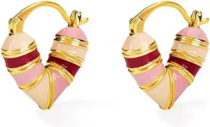 Enamel Heart Hoop Earrings for Women Colorful Dripping Oil Heart Huggie Earrings Cute Heart Earrings for Women Jewelry