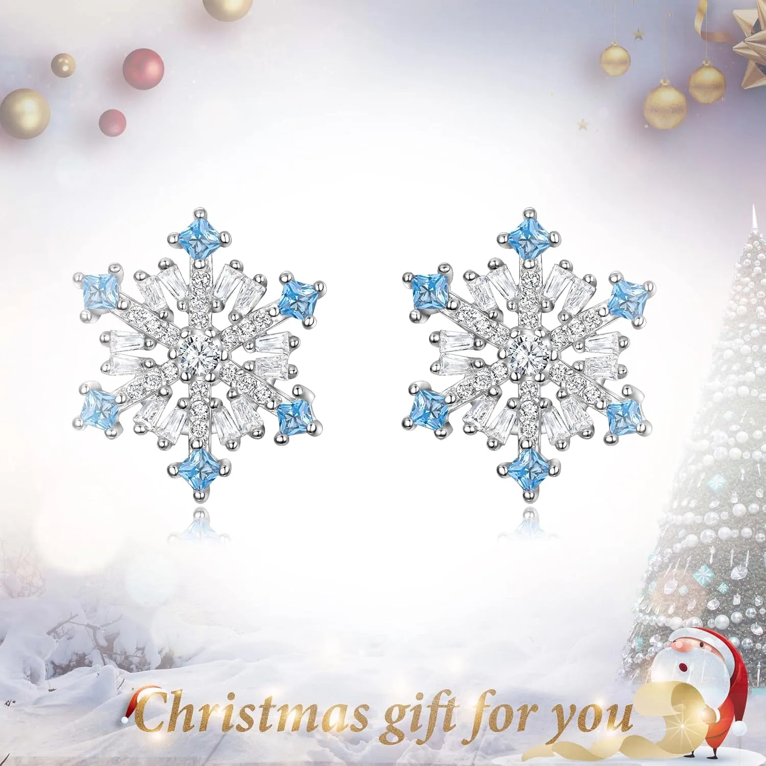 EVER FAITH 925 Sterling Silver Cubic Zirconia Winter Snowflake Flower Elegant Stud Earrings