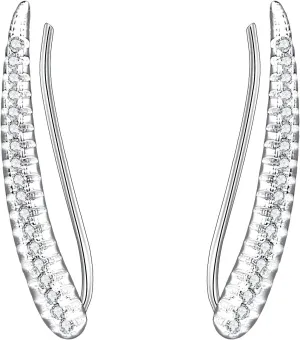 EVER FAITH 925 Sterling Silver CZ Elegant Leaf Sweep Ear Cuff Wrap Hook Earrings 1 Pair