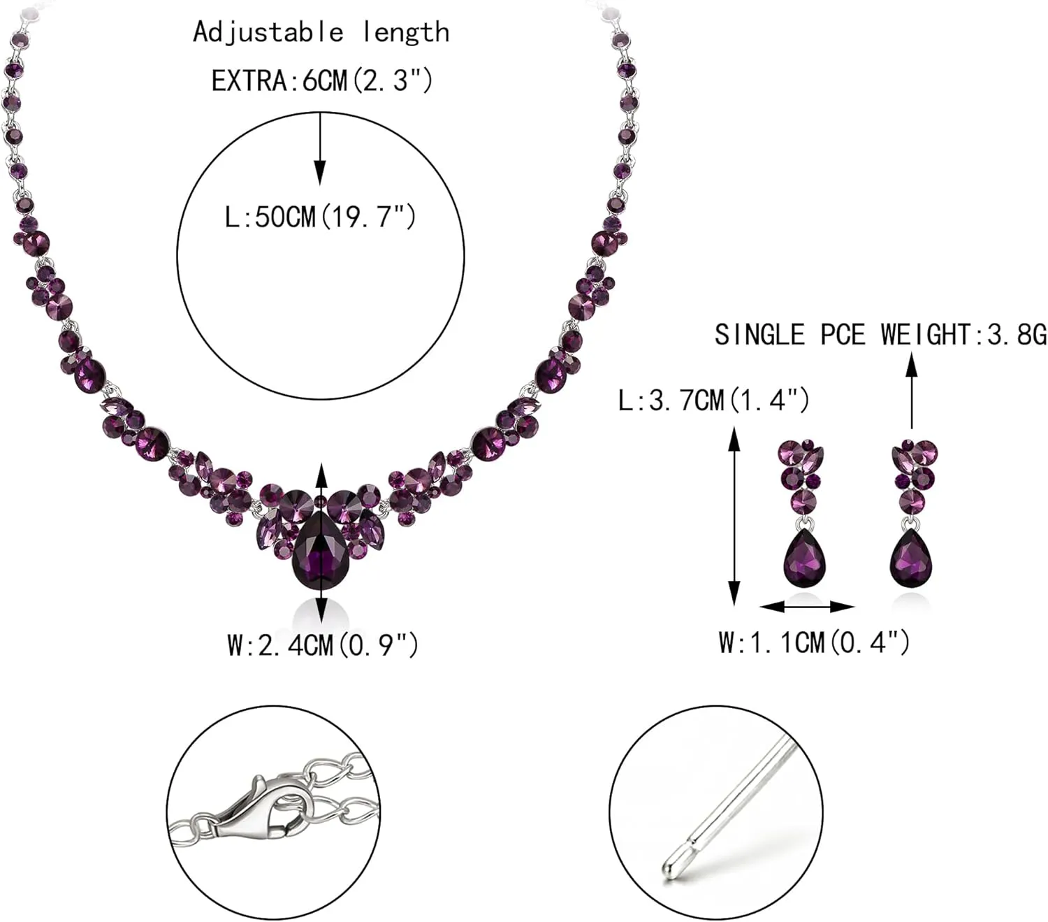 EVER FAITH Rhinestone Crystal Elegant Bridal Floral Teardrop Necklace Earrings Set