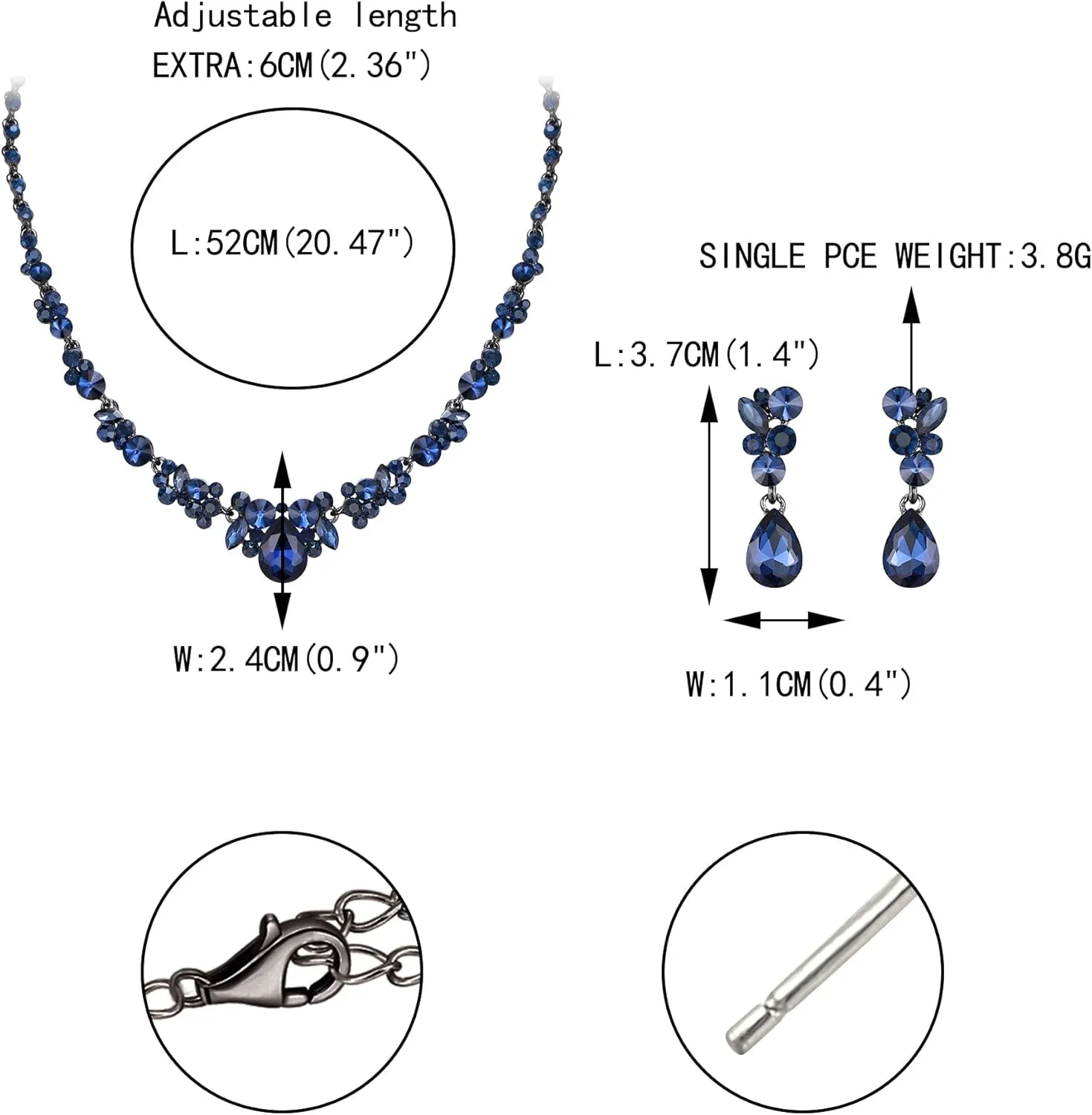 EVER FAITH Rhinestone Crystal Elegant Bridal Floral Teardrop Necklace Earrings Set