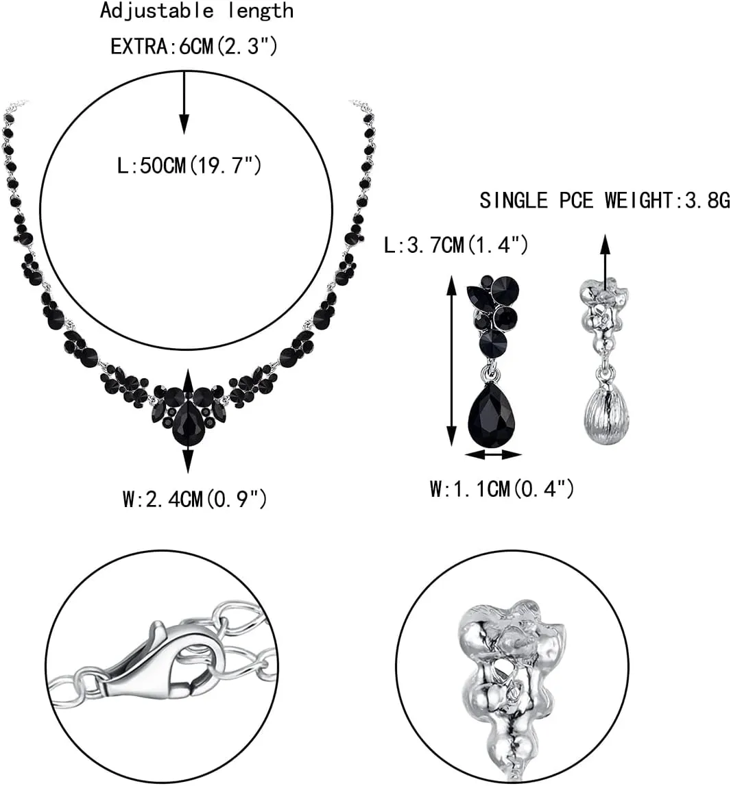 EVER FAITH Rhinestone Crystal Elegant Bridal Floral Teardrop Necklace Earrings Set