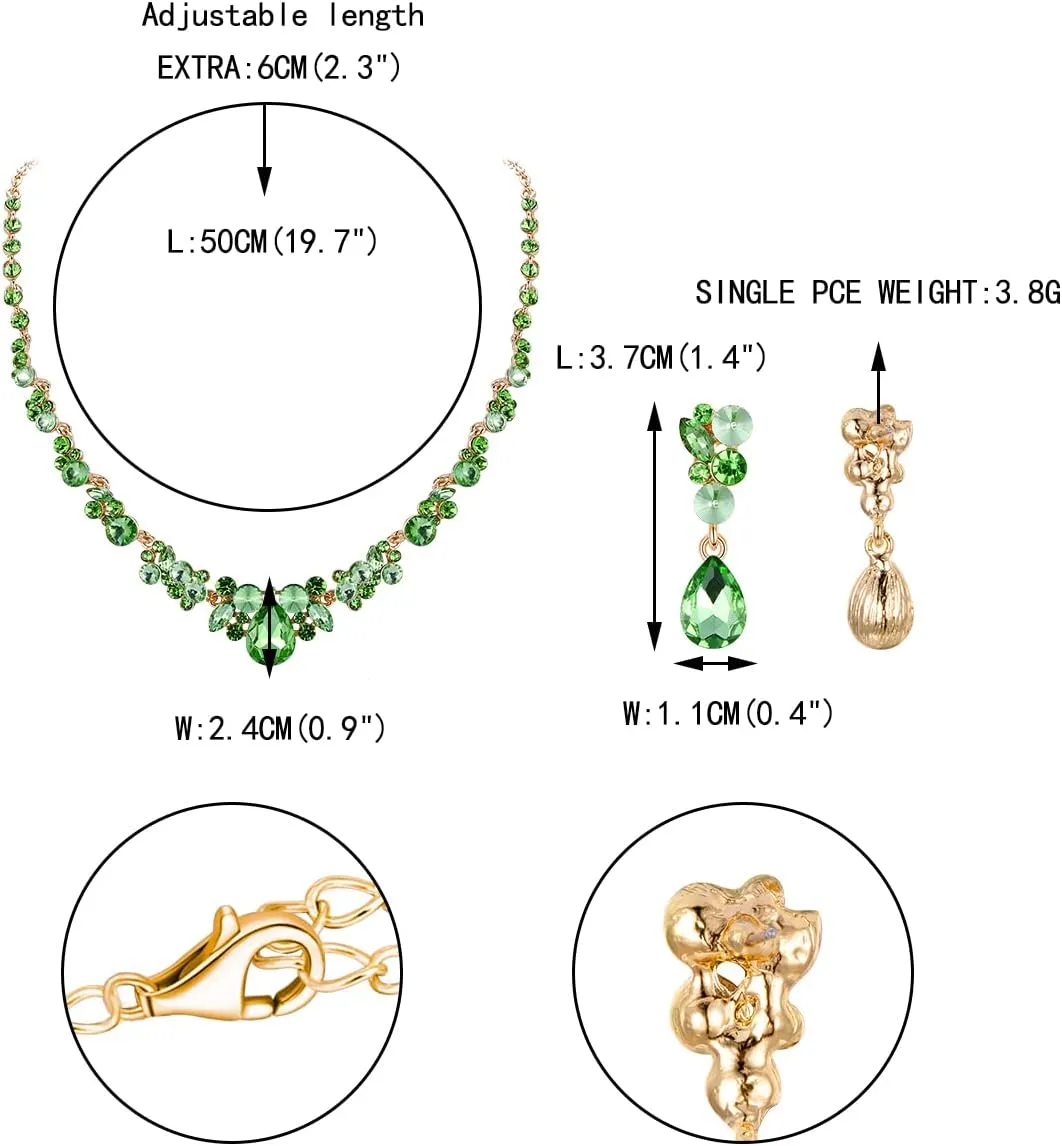 EVER FAITH Rhinestone Crystal Elegant Bridal Floral Teardrop Necklace Earrings Set