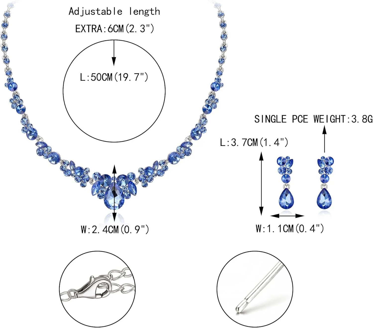 EVER FAITH Rhinestone Crystal Elegant Bridal Floral Teardrop Necklace Earrings Set
