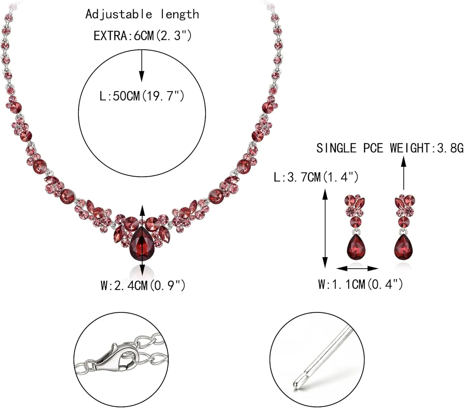 EVER FAITH Rhinestone Crystal Elegant Bridal Floral Teardrop Necklace Earrings Set