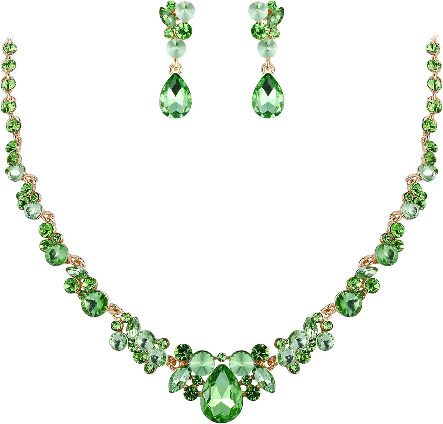 EVER FAITH Rhinestone Crystal Elegant Bridal Floral Teardrop Necklace Earrings Set