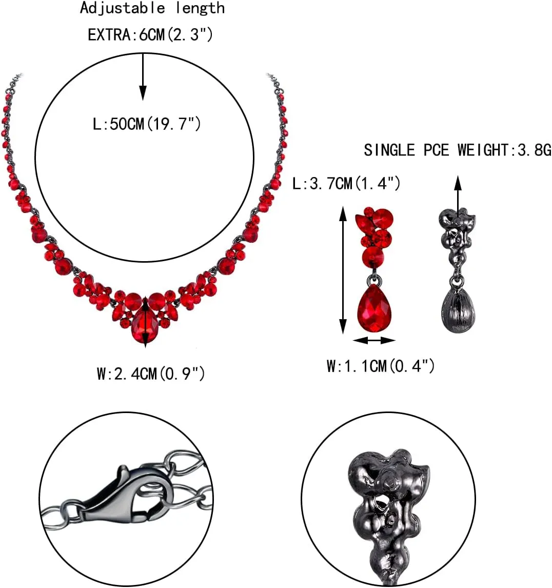 EVER FAITH Rhinestone Crystal Elegant Bridal Floral Teardrop Necklace Earrings Set