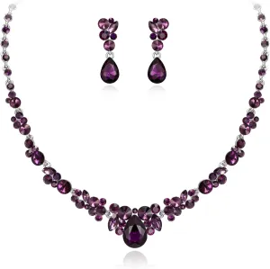 EVER FAITH Rhinestone Crystal Elegant Bridal Floral Teardrop Necklace Earrings Set