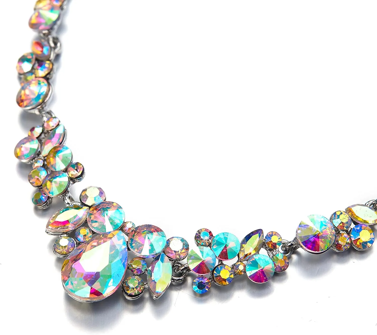 EVER FAITH Rhinestone Crystal Elegant Bridal Floral Teardrop Necklace Earrings Set