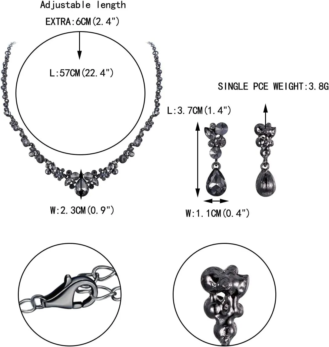 EVER FAITH Rhinestone Crystal Elegant Bridal Floral Teardrop Necklace Earrings Set