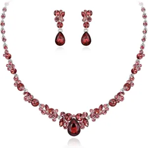 EVER FAITH Rhinestone Crystal Elegant Bridal Floral Teardrop Necklace Earrings Set