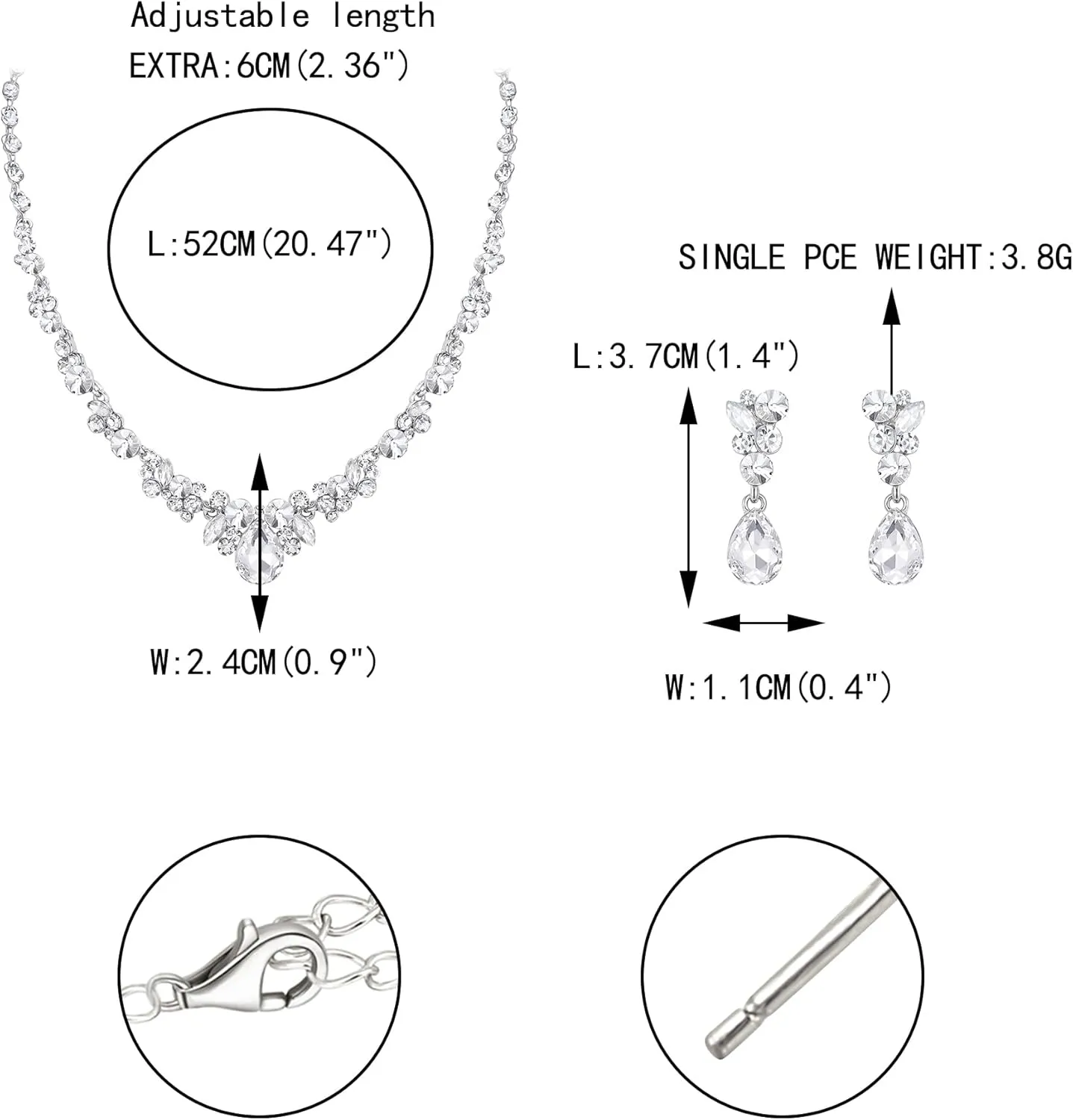 EVER FAITH Rhinestone Crystal Elegant Bridal Floral Teardrop Necklace Earrings Set