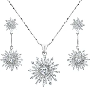 EVER FAITH Women's 925 Sterling Silver CZ Elegant Snowflake Necklace Earrings Set Clear