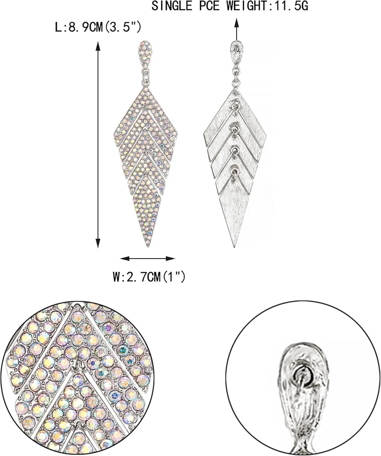 EVER FAITH Women's Crystal Elegant Vintage Banquet Multi-layered Rhombus Dangle Pierced Earrings