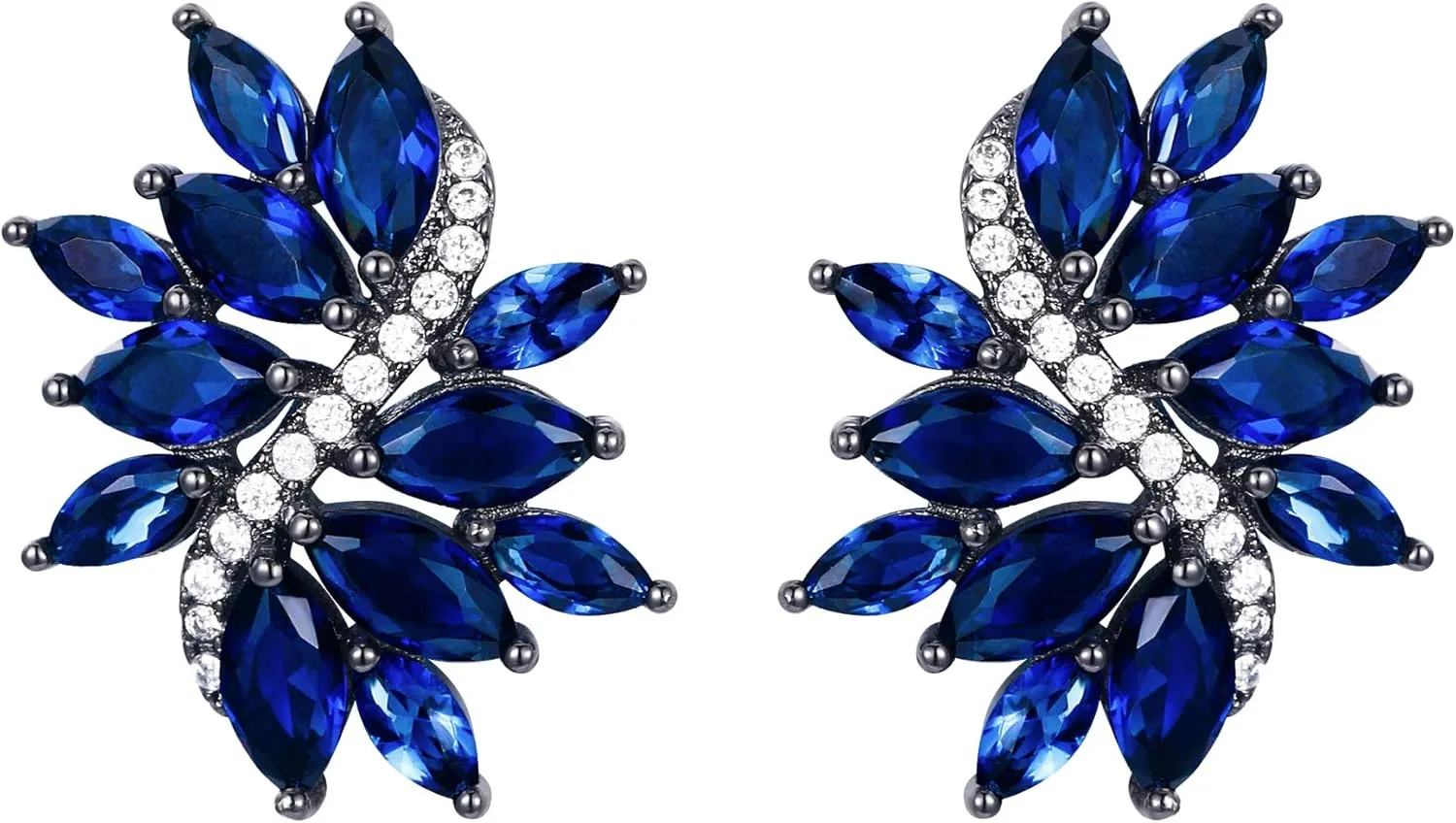 EVER FAITH Women's Cubic Zirconia Elegant Bridal Floral Leaf Pierced Stud Earrings