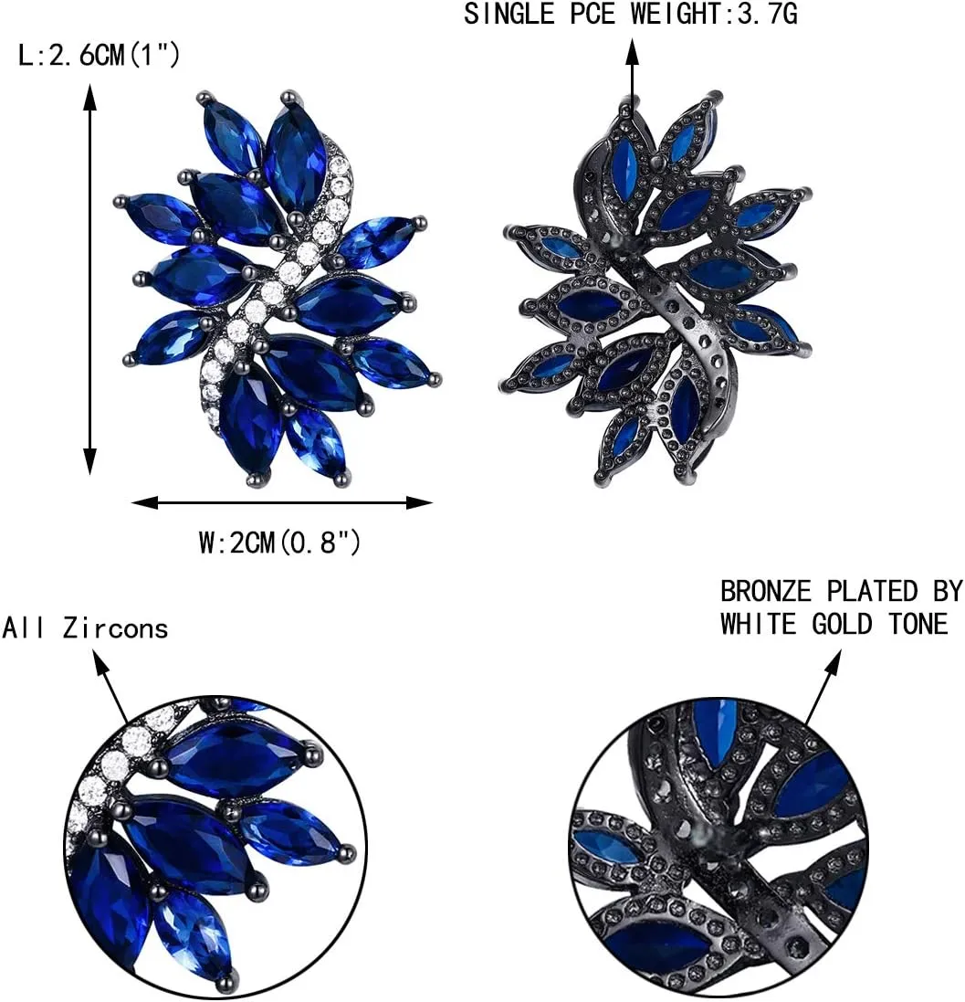 EVER FAITH Women's Cubic Zirconia Elegant Bridal Floral Leaf Pierced Stud Earrings
