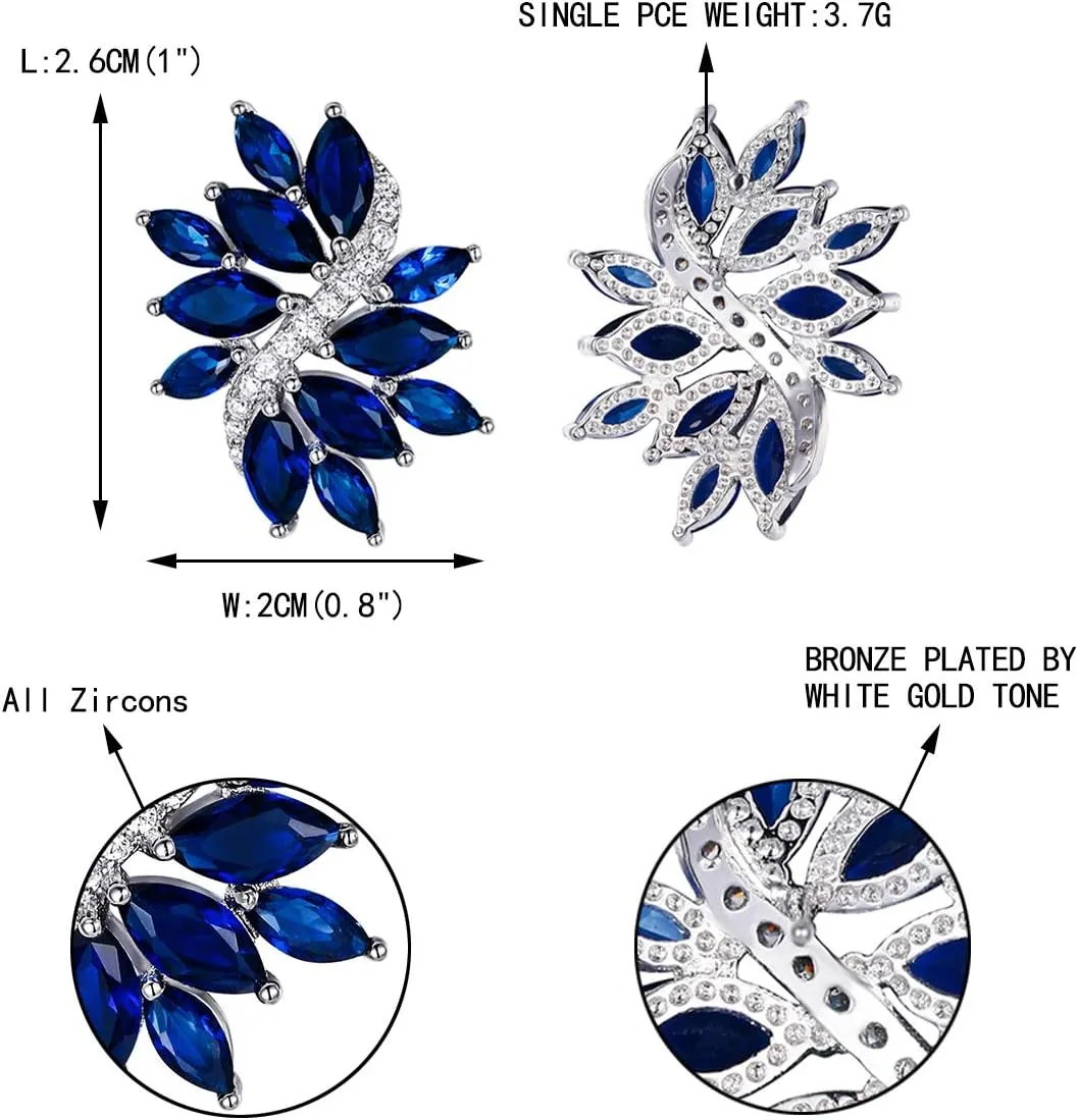 EVER FAITH Women's Cubic Zirconia Elegant Bridal Floral Leaf Pierced Stud Earrings