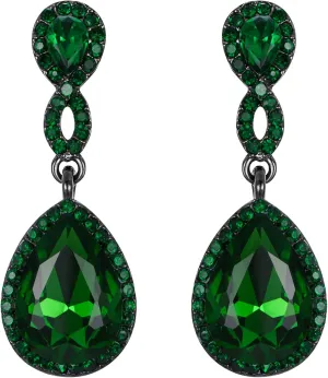 EVER FAITH Women's Rhinestone Crystal Elegant Wedding 8-Shaped Teardrop Pierced Dangle Earrings Clear