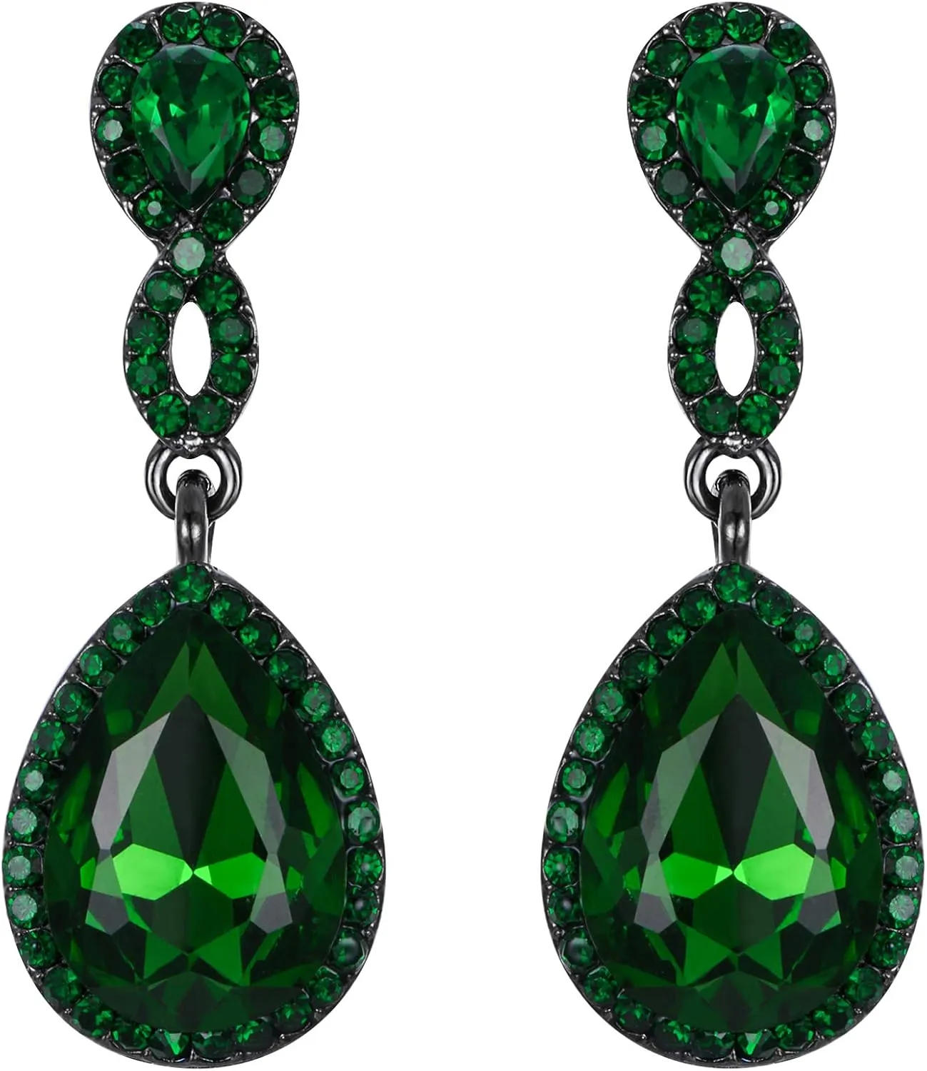 EVER FAITH Women's Rhinestone Crystal Elegant Wedding 8-Shaped Teardrop Pierced Dangle Earrings Clear