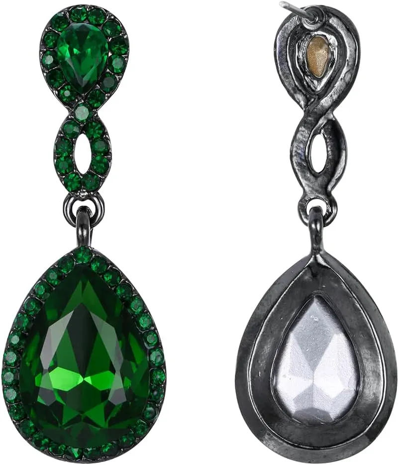 EVER FAITH Women's Rhinestone Crystal Elegant Wedding 8-Shaped Teardrop Pierced Dangle Earrings Clear
