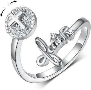 Faith Rings for Women 925 Sterling Silver Faith Cross Spinner Rings Christian Inspirational Jewelry Gifts for Women