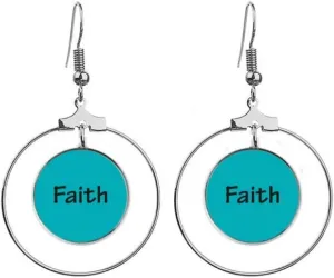 Faith Word Inspirational Quote Sayings Earrings Dangle Hoop Jewelry Drop Circle