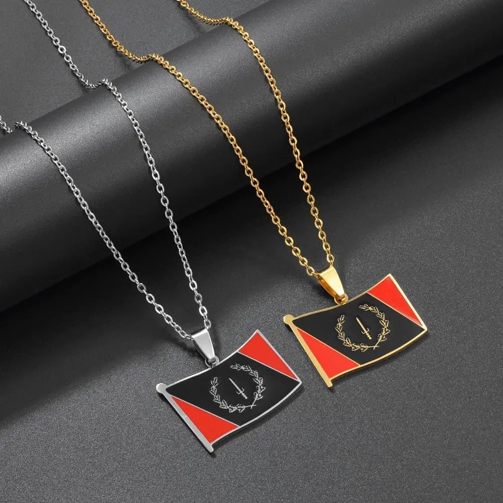 Fashion African American Country Map Pendant Necklace For Women Men - Ethnic Enamel Flag Charm Clavicle Chain,Patriotic Sweater Chain Jewelry Accessories