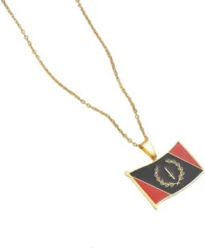 Fashion African American Country Map Pendant Necklace For Women Men - Ethnic Enamel Flag Charm Clavicle Chain,Patriotic Sweater Chain Jewelry Accessories