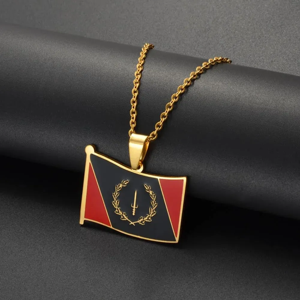 Fashion African American Country Map Pendant Necklace For Women Men - Ethnic Enamel Flag Charm Clavicle Chain,Patriotic Sweater Chain Jewelry Accessories