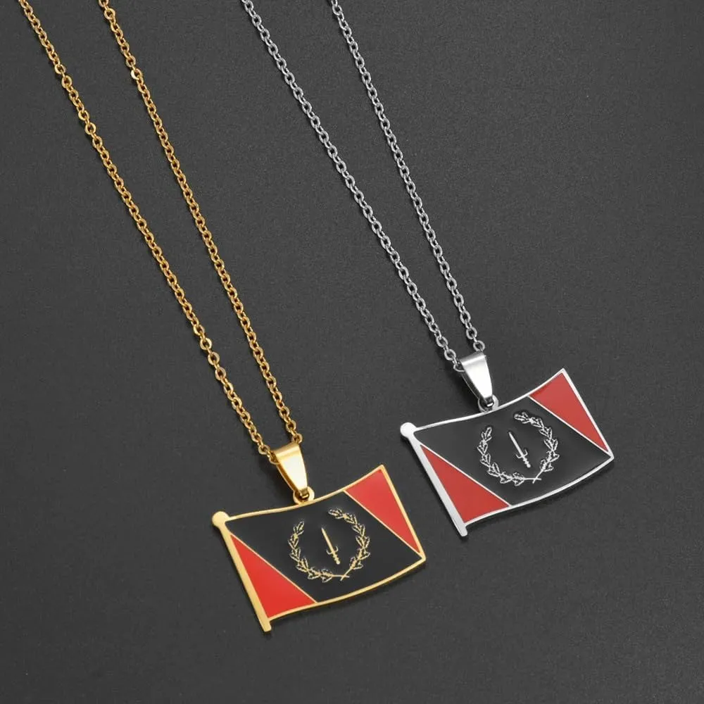 Fashion African American Country Map Pendant Necklace For Women Men - Ethnic Enamel Flag Charm Clavicle Chain,Patriotic Sweater Chain Jewelry Accessories