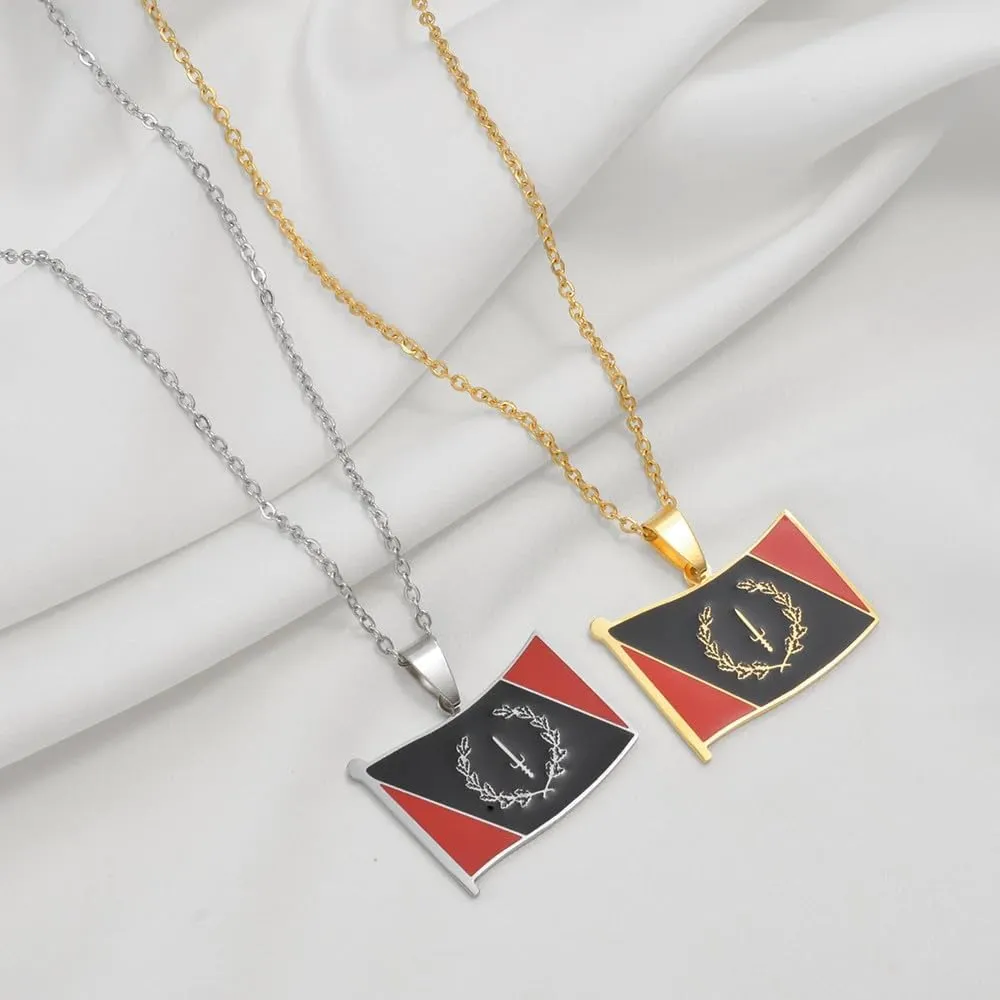 Fashion African American Country Map Pendant Necklace For Women Men - Ethnic Enamel Flag Charm Clavicle Chain,Patriotic Sweater Chain Jewelry Accessories
