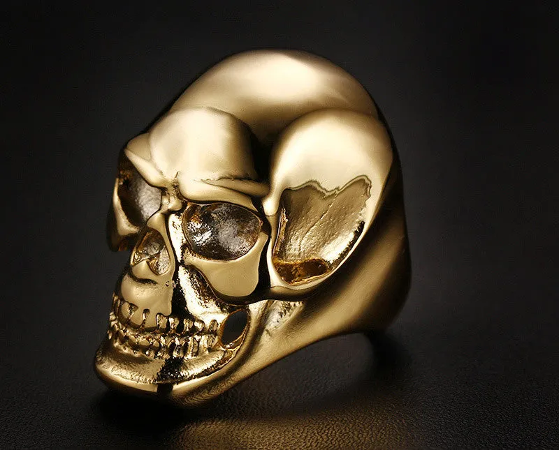 Fashion Big Gold Color Men Ring 316 Stainless Steel Skull Rock Rings Men Jewelry